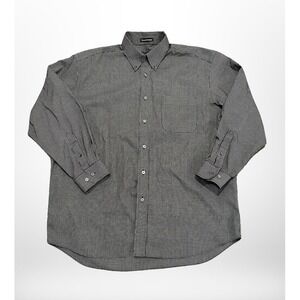 Eddie Bauer Shirt Mens Large Black White Checkered Button Down Wrinkle Resistant